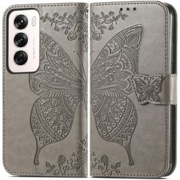 Mobigear Butterfly Housse OPPO Reno 12 Pro Etui Porte-Monnaie - Gris