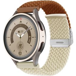 Mobigear Braided Dual Bracelet Nylon Smartwatch Fermeture à pince - Connexion universelle de 22 mm - Marron / Lumière stellaire