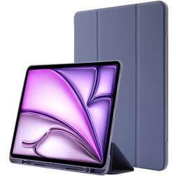Mobigear Tri-Fold Gel Coque iPad Air 13 Pouces (2024) Etui en TPU,Similicuir + Porte-crayon - Violet