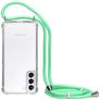 Mobiparts Lanyard Samsung Galaxy S21 Coque avec cordon Rigide - Transparent / Vert