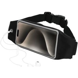 Mobiparts Comfort Fit Belt Brassard Téléphone iPhone 15 Pro Ceinture Coque de Sport en Neoprène - Noir