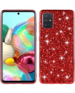 Mobigear Glitter Samsung Galaxy A51 Plastique rigide Coque arrière - Rouge