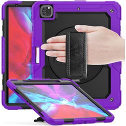 Mobigear SureGrip Xtreme Coque iPad Air 13 Pouces (2026) Coque arrière en Plastique rigide,Silicone + Porte-crayon + Bandoulière + Support Amovible - Violet