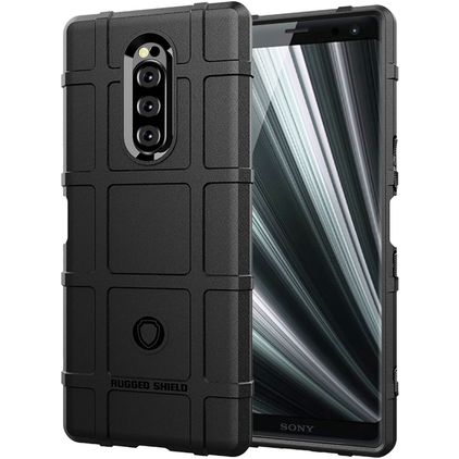 Mobigear Rugged Shield Coque Sony Xperia 1 Coque arrière en TPU Souple Anti-Chocs - Noir