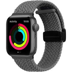 Mobigear Braided Mag Bracelet Nylon Apple Watch Fermeture magnétique - 49/46/45/44 mm - Gris