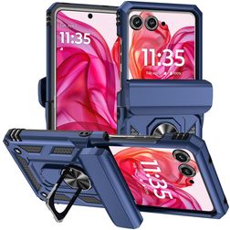 Mobigear Armor Ring Coque Motorola Razr 50 Coque arrière Rigide Anti-Chocs avec Anneau-Support - Bleu