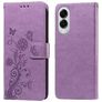 Mobigear Flowers Housse Samsung Galaxy S25 Edge Etui Porte-Monnaie - Violet