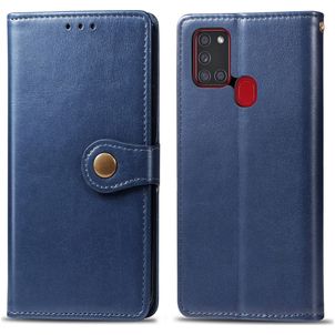 Mobigear Snap Button Housse Samsung Galaxy A21s Etui Porte-Monnaie - Bleu