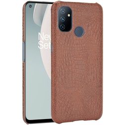 Mobigear Croco OnePlus Nord N100 Plastique rigide Coque arrière - Marron