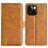 Mobigear Slim Magnet Housse iPhone 15 Etui Porte-Monnaie - Cognac