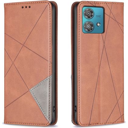 Mobigear Rhombus Slim Housse Motorola Edge 40 Neo Etui - Marron