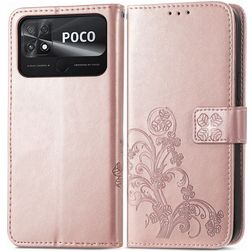 Mobigear Clover Housse POCO C40 Etui Porte-Monnaie - Rose doré
