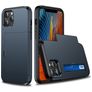 Mobigear Card Coque iPhone 12 Mini Coque arrière Rigide Anti-Chocs avec Porte-Cartes - Bleu