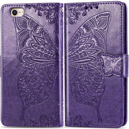 Mobigear Butterfly Housse iPhone 16e Etui Porte-Monnaie - Violet