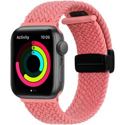 Mobigear Braided Mag Bracelet Nylon Apple Watch Fermeture magnétique - 49/46/45/44 mm - Rose