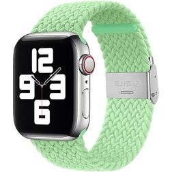 Mobigear Braided Bracelet Nylon pour Apple Watch Fermeture à pince - 49/46/45/44 mm - Vert citron
