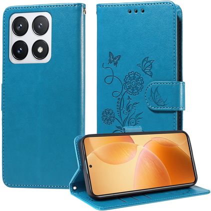 Mobigear Flowers Xiaomi 14T Pro Étui Portefeuille - Bleu