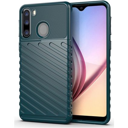 Mobigear Groove Coque Samsung Galaxy A21 Coque arrière en TPU Souple - Vert