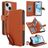 Mobigear Wallet Housse iPhone 15 Etui Porte-Monnaie - Marron