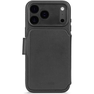 Decoded Detachable Wallet Housse iPhone 17 Pro MagSafe Etui avec Coque Détachable en Cuir Véritable Porte-Monnaie - Noir
