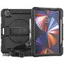 Mobigear SureGrip Xtreme Coque iPad Pro 12.9 Pouces (2020) Coque arrière en Plastique rigide,Silicone + Porte-crayon + Bandoulière + Support Amovible - Noir