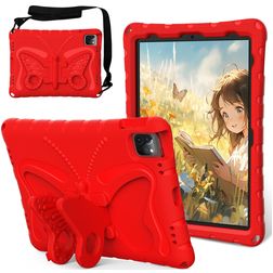 Mobigear Butterfly Coque iPad Air 11 Pouces (2025) Coque arrière en EVA + Bandoulière + Support Amovible - Rouge