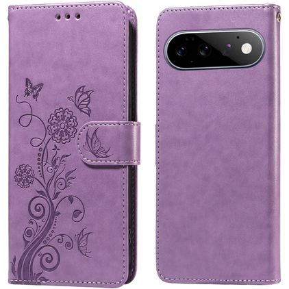 Mobigear Flowers Housse Google Pixel 11 Etui Porte-Monnaie - Violet