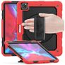 Mobigear SureGrip Xtreme Coque iPad Air 13 Pouces (2024) Coque arrière en Plastique rigide,Silicone + Porte-crayon + Bandoulière + Support Amovible - Rouge