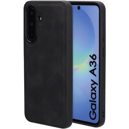 Mobiparts Classic Coque Samsung Galaxy A36 MagSafe Coque arrière en TPU,Similicuir - Graphite Black
