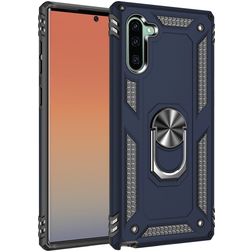 Mobigear Armor Ring Samsung Galaxy Note 10 Plastique rigide Coque arrière Antichoc avec bague de maintien - Bleu
