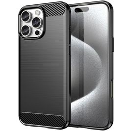 Mobigear Brushed Slim Coque iPhone 16 Pro Max Coque arrière en TPU Souple - Noir
