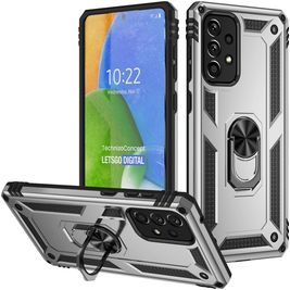 Mobigear Armor Ring Coque Samsung Galaxy A73 Coque arrière Rigide Anti-Chocs avec Anneau-Support - Argent
