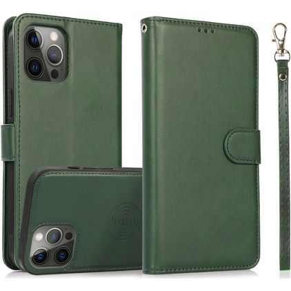 Mobigear Wallet Housse iPhone 16 Pro Max Etui avec Coque Détachable Porte-Monnaie - Vert