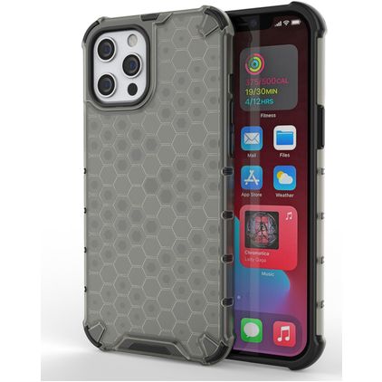 Mobigear Honeycomb Coque iPhone 13 Mini Coque arrière Rigide Anti-Chocs - Noir