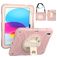 Mobigear SureGrip Coque iPad 10 (2022) Coque arrière en Plastique rigide,Silicone + Porte-crayon + Bandoulière + Support Amovible - Rose