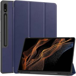 Mobigear Tri-Fold Gel Coque Samsung Galaxy Tab S9 Ultra Etui en TPU,Similicuir + Porte-crayon - Dark Blue
