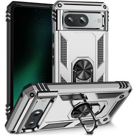 Mobigear Armor Ring Coque Google Pixel 8a Coque arrière Rigide Anti-Chocs avec Anneau-Support - Argent