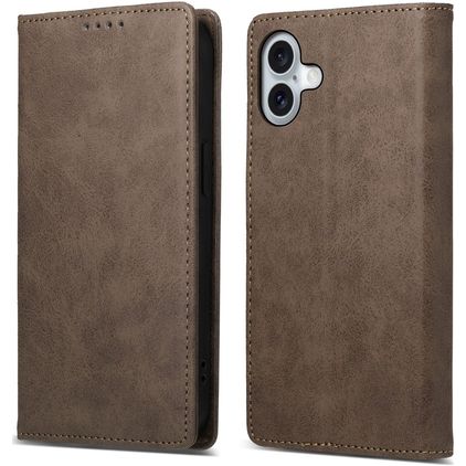 Mobigear Wallet Housse iPhone 16 Plus Etui Porte-Monnaie - Marron