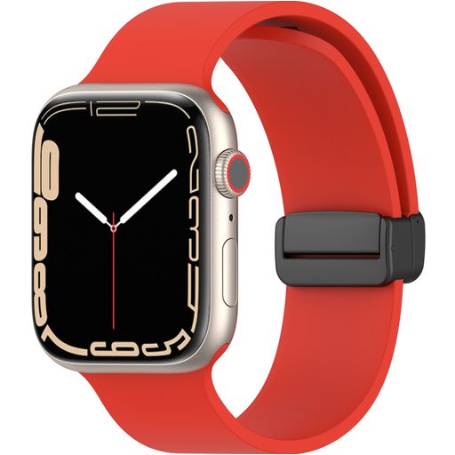 Mobigear Sport Mag Bracelet Silicone Apple Watch Fermeture magnétique - 49/46/45/44 mm - Rouge