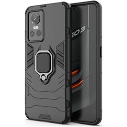 Mobigear Armor Ring Coque Realme GT Neo 3 Coque arrière Rigide Anti-Chocs avec Anneau-Support - Noir