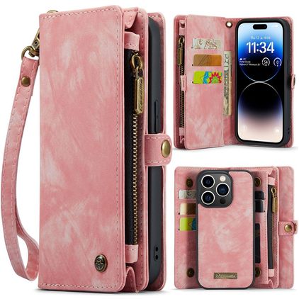Caseme 008 Housse iPhone 14 Pro Etui avec Coque Détachable Porte-Monnaie - Rose