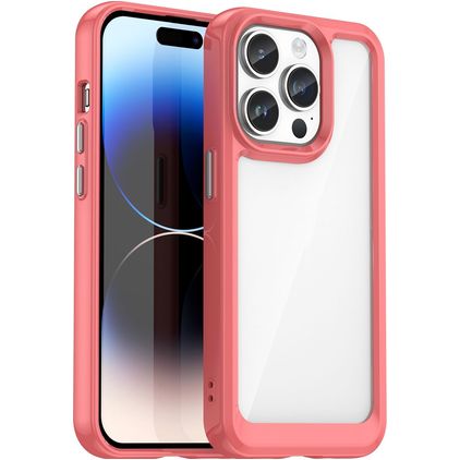 Mobigear Crystal Coque iPhone 15 Pro Max Coque arrière Rigide - Transparent / Rouge