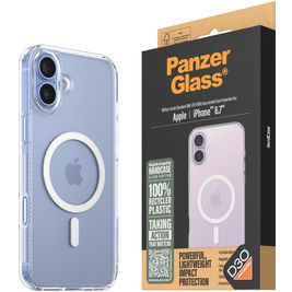PanzerGlass Clear Coque Transparente iPhone 16 Plus MagSafe Coque arrière Rigide Anti-Chocs - Transparent