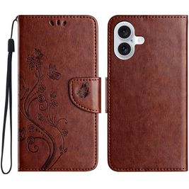 Mobigear Flowers Housse iPhone 16 Plus Etui Porte-Monnaie - Marron