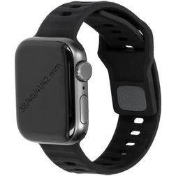 Mobiparts Sport Bracelet Silicone Apple Watch Fermeture à clou et passant - 42/41/40/38 mm - Noir