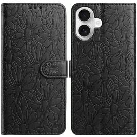 Mobigear Flowers Housse iPhone 17 Etui Porte-Monnaie - Noir