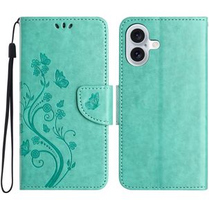 Mobigear Flowers Housse iPhone 16 Plus Etui Porte-Monnaie - Vert