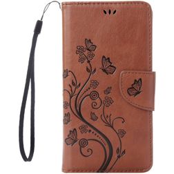 Mobigear Flowers Housse iPhone SE (2020) Etui Porte-Monnaie - Marron