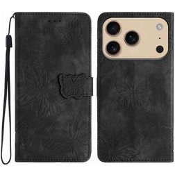 Mobigear Butterfly Housse iPhone 17 Pro Etui Porte-Monnaie - Noir
