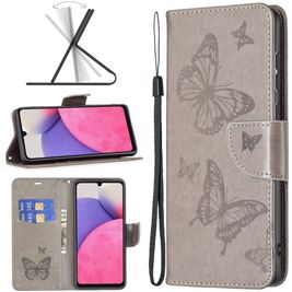 Mobigear Butterfly Housse Samsung Galaxy A33 Etui Porte-Monnaie - Gris